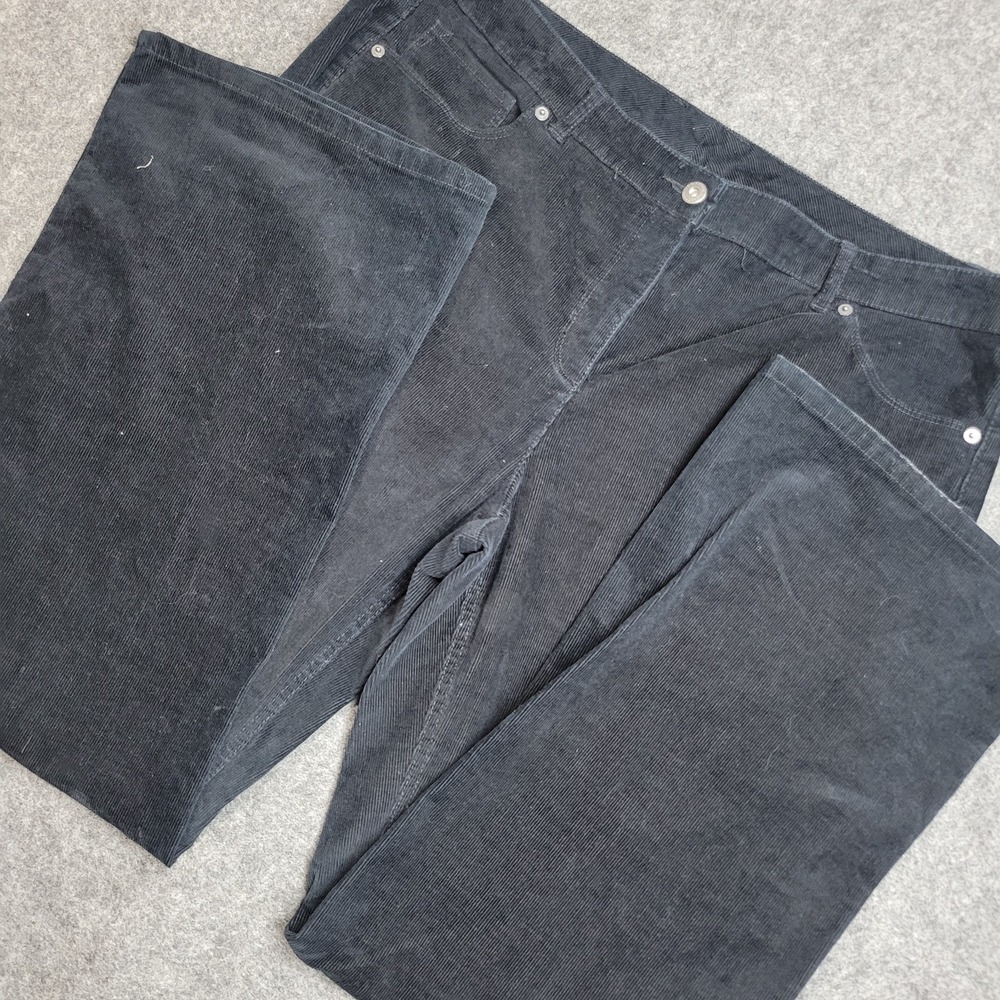 Liz Claiborne Corduroy Pants Womens 18W BlackStretch Flare Leg Y2K Preppy Casual